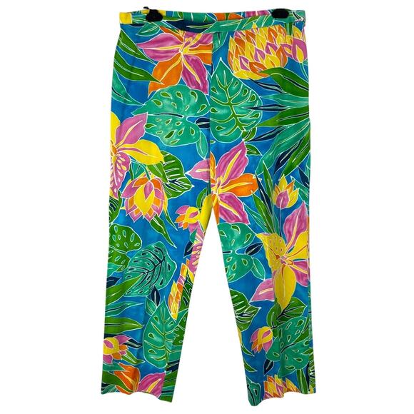 Lauren Ralph Lauren 14 Tropical colorful pants cotton stretch preppy resort - Picture 1 of 9